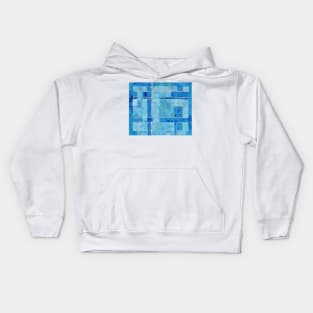 Woven Collage Monoprints in Blue Kids Hoodie